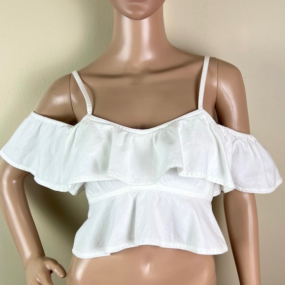 NEW ISABEL MARANT ETOILE REVOLVE WHITE COLD-SHOULDER CROP TOP - Picture 2 of 10